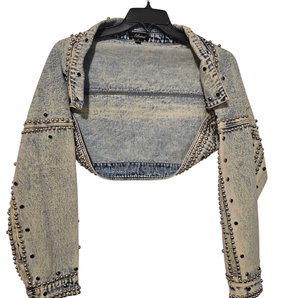 Athina Studded Denim Cropped Jacket